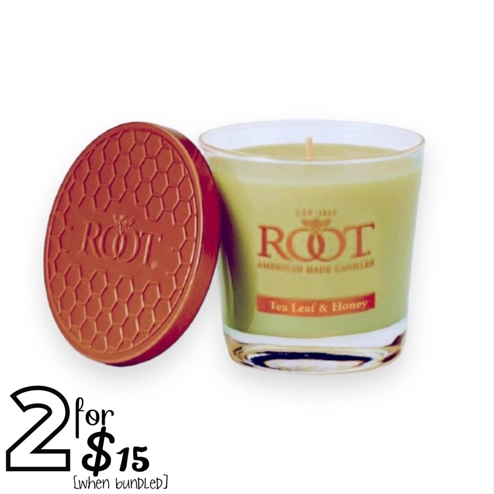 🟢[ROOT Candles] NWT ‘Tea Leaf & Honey’ Small Veriglass Beeswax & Soy Candle
